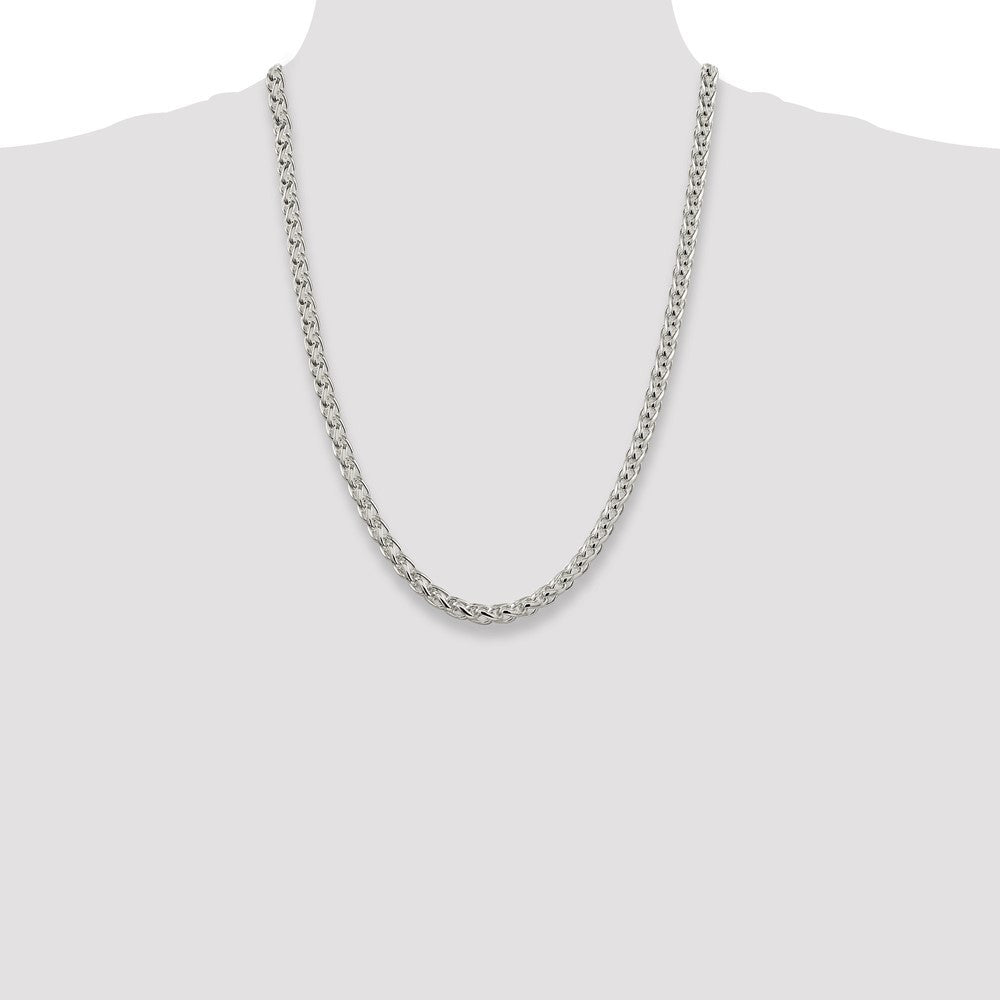 Sterling Silver 6mm Round Spiga Chain Necklace 24"