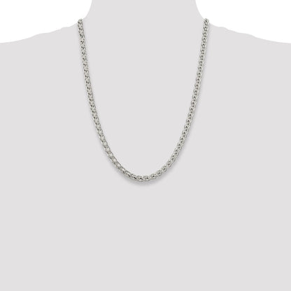Sterling Silver 6mm Round Spiga Chain Necklace 24"