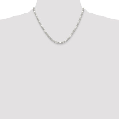 Sterling Silver Polished 4mm Round Box Chain Necklace 18"