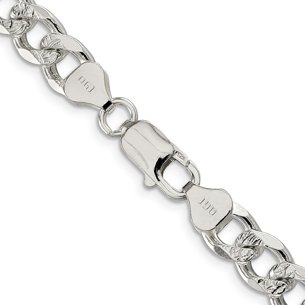 Sterling Silver 8.3mm Pav� Curb Chain Necklace 20"