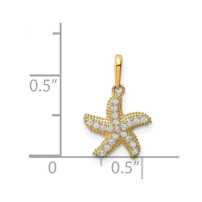 14k Yellow Gold Cubic Zirconia Starfish Pendant