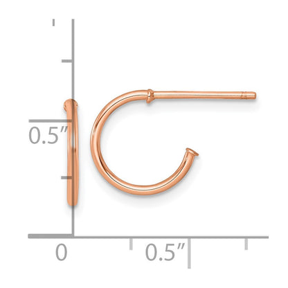 14k Rose Gold Polished 1.2 x 12mm Solid C-Hoop Earrings