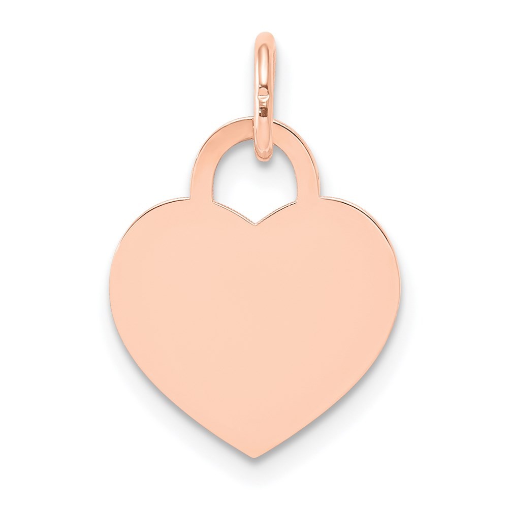 14k Rose Gold Medium Engraveable Heart Charm Pendant