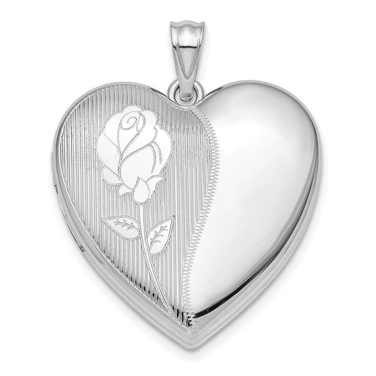 Sterling Silver Rhodium-plated Flower Ash Holder Heart Locket Pendant