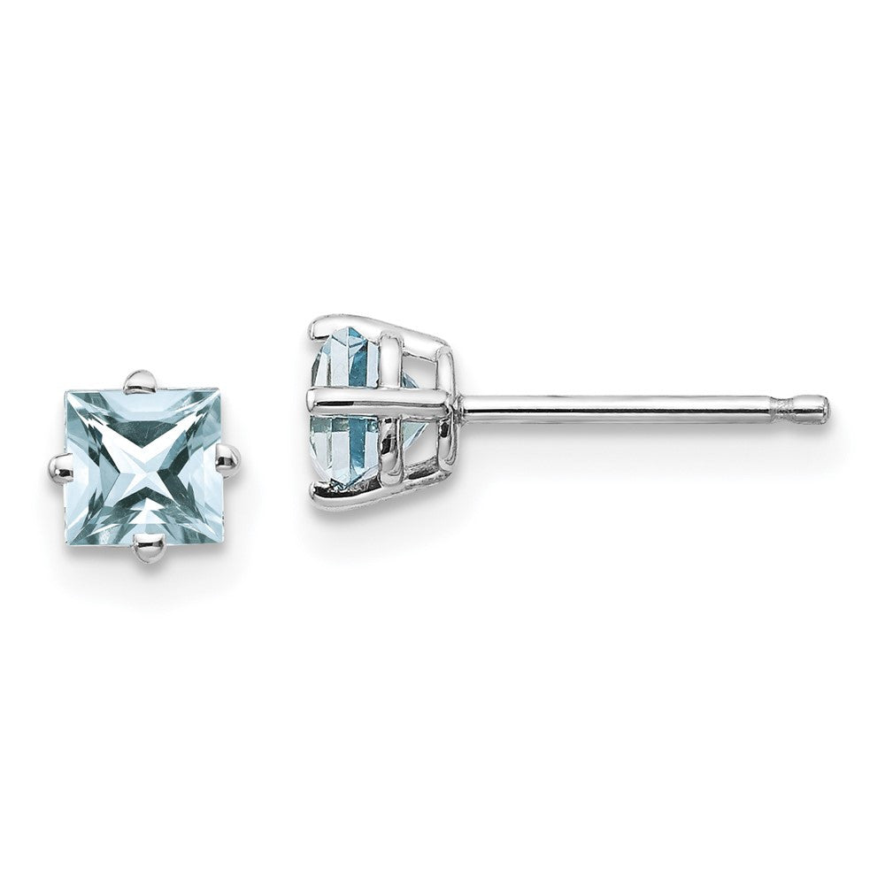 14k White Gold Aquamarine Stud Earrings