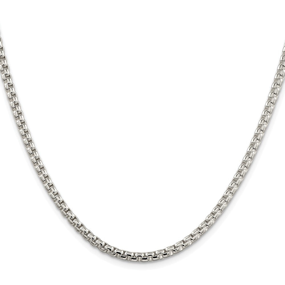 Sterling Silver Rhodium-plated 3.6mm Round Box Chain Necklace 24"