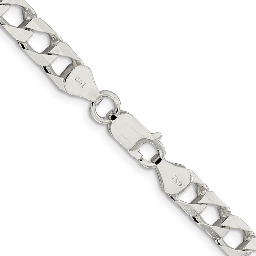 Sterling Silver 6.25mm Diamond-Cut Square Curb Chain Necklace 20"