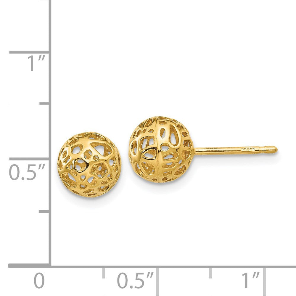 14k Yellow Gold Medium Fancy Ball Stud Earrings