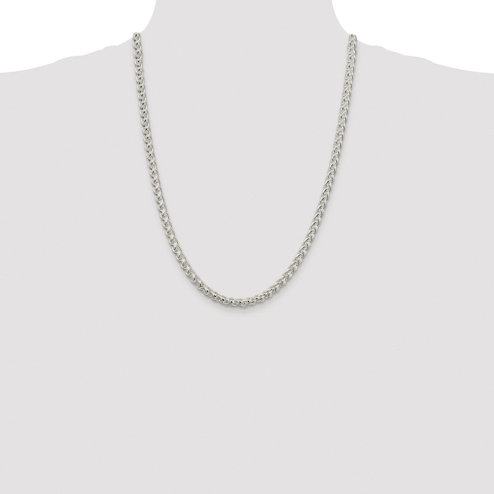 Sterling Silver Rhodium-plated 5mm Round Spiga Chain Necklace 24"