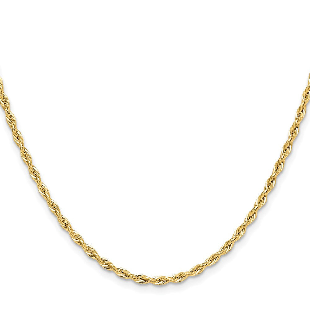 14k Yellow Gold 2.5mm Semi-Solid Rope Chain Necklace 20"
