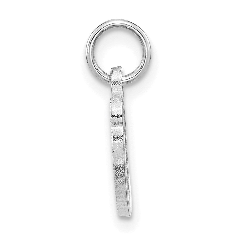 14k White Gold Casted Script Letter O Initial Charm Pendant