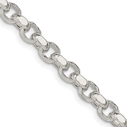 Sterling Silver 4mm Diamond-cut Rolo Chain Necklace 22"