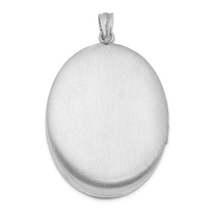 Sterling Silver Rhodium-plated Diamond w/ Swirl Border 34mm Oval Locket Pendant