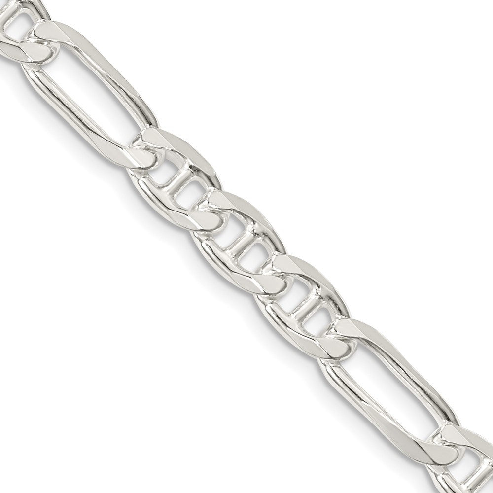 Sterling Silver 6.5mm Figaro Anchor Chain Necklace 18"