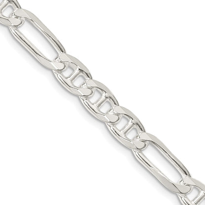 Sterling Silver 6.5mm Figaro Anchor Chain Necklace 18"