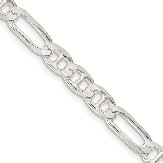 Sterling Silver 6.5mm Figaro Anchor Chain Necklace 18"