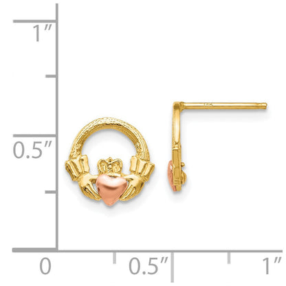 14k Two-tone Claddagh Stud Earrings