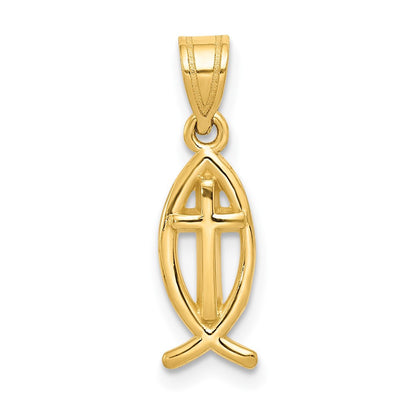 14k Yellow Gold Ichthus Fish Charm Pendant