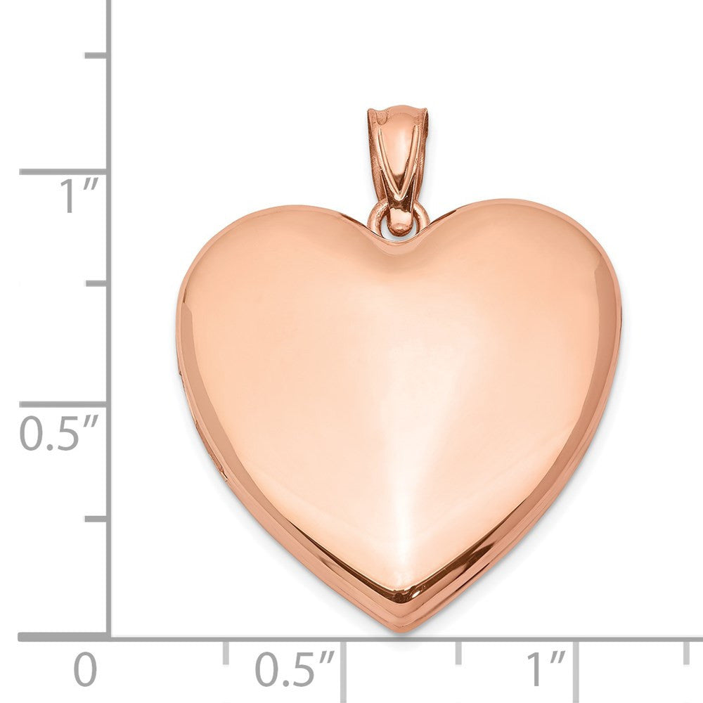 Sterling Silver Rose Gold-plated 24mm Plain Heart Locket Pendant