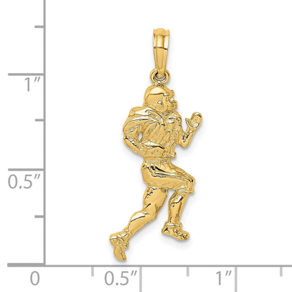 14k Yellow Gold Polished Running Football Player Charm Pendant