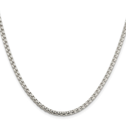 Sterling Silver Rhodium-plated 3.6mm Round Box Chain Necklace 20"