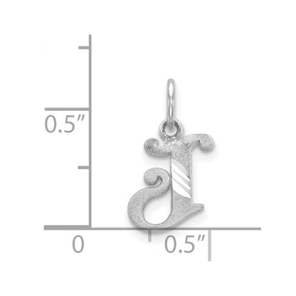 14k White Gold Diamond-cut Letter J Initial Charm Pendant