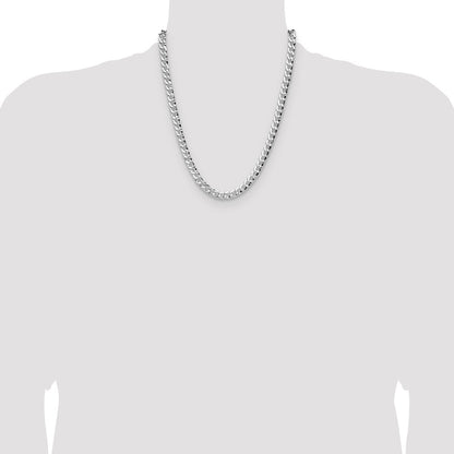 Sterling Silver 7.6mm Hammered Curb Chain Necklace 22"