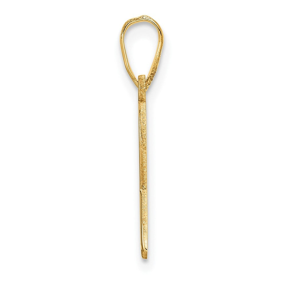 14k Yellow Gold Small Enameled Awareness Ribbon Pendant