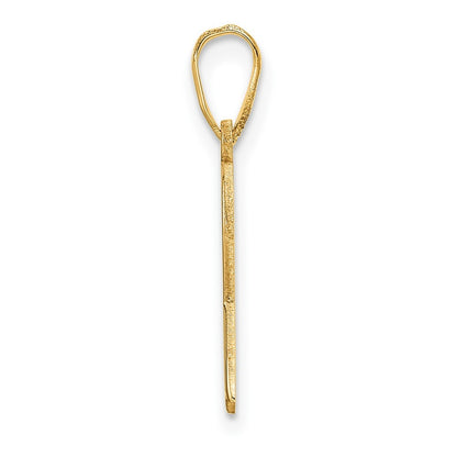 14k Yellow Gold Small Enameled Awareness Ribbon Pendant