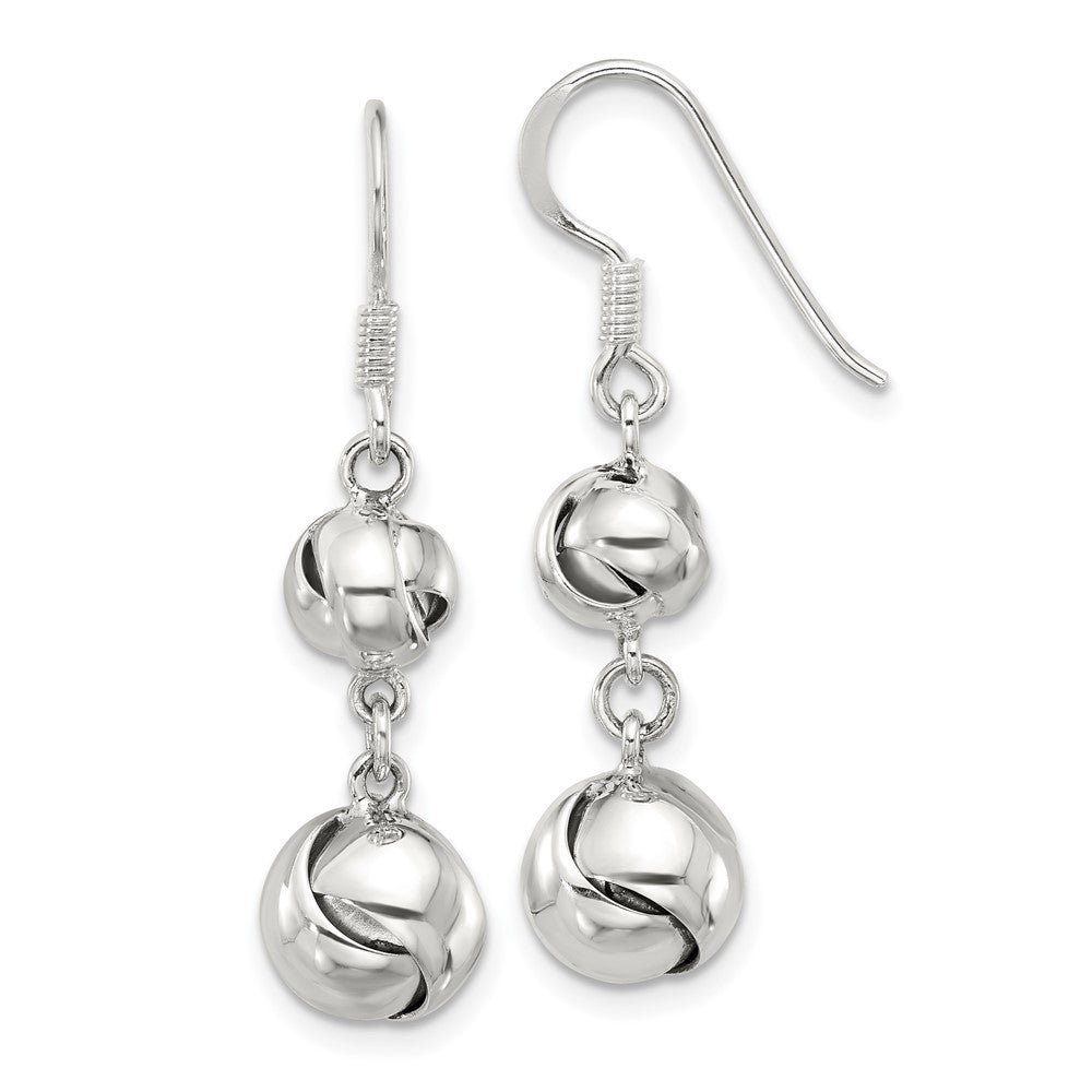 Sterling Silver Polished Knot Shepherd Hook Dangle Earrings