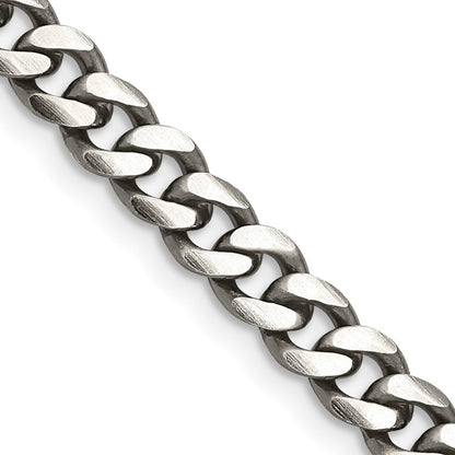 Sterling Silver Antiqued 6.0mm Curb Chain Necklace 22"