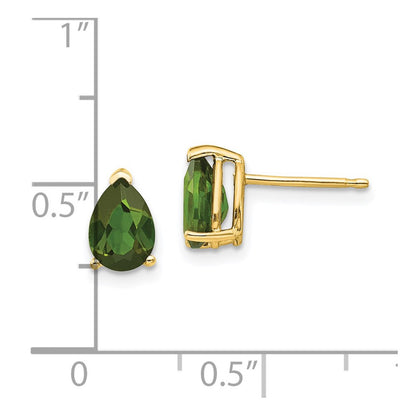 14k Yellow Gold Green Tourmaline Stud Earrings