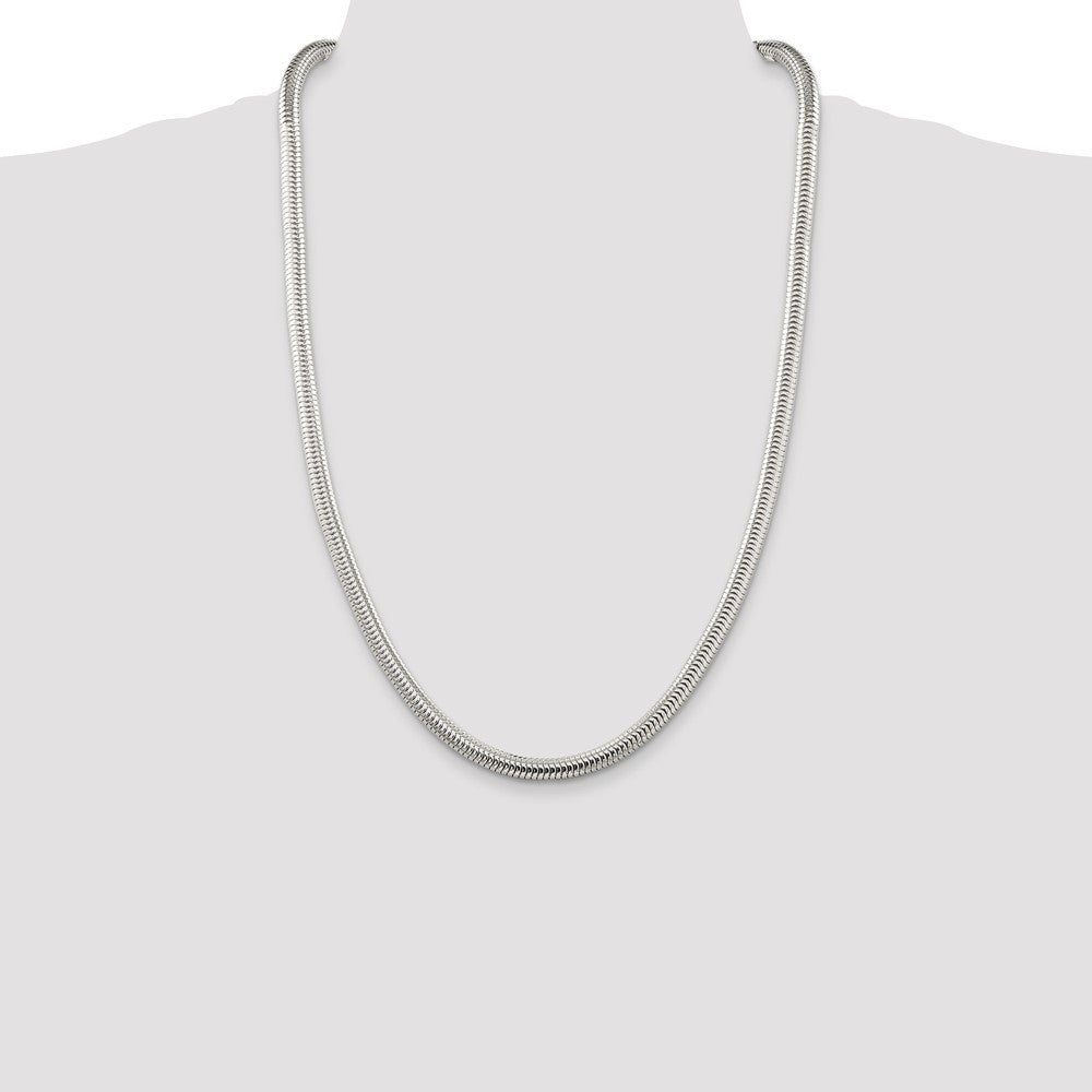 Sterling Silver 6mm Round Snake Chain Necklace 26"