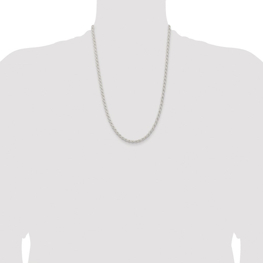 Sterling Silver Rhodium-plated 4.5mm Solid Rope Chain Necklace 24"