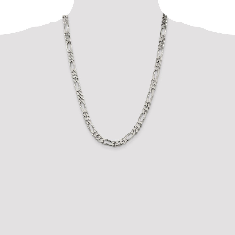 Sterling Silver 8mm Figaro Chain Necklace 24"