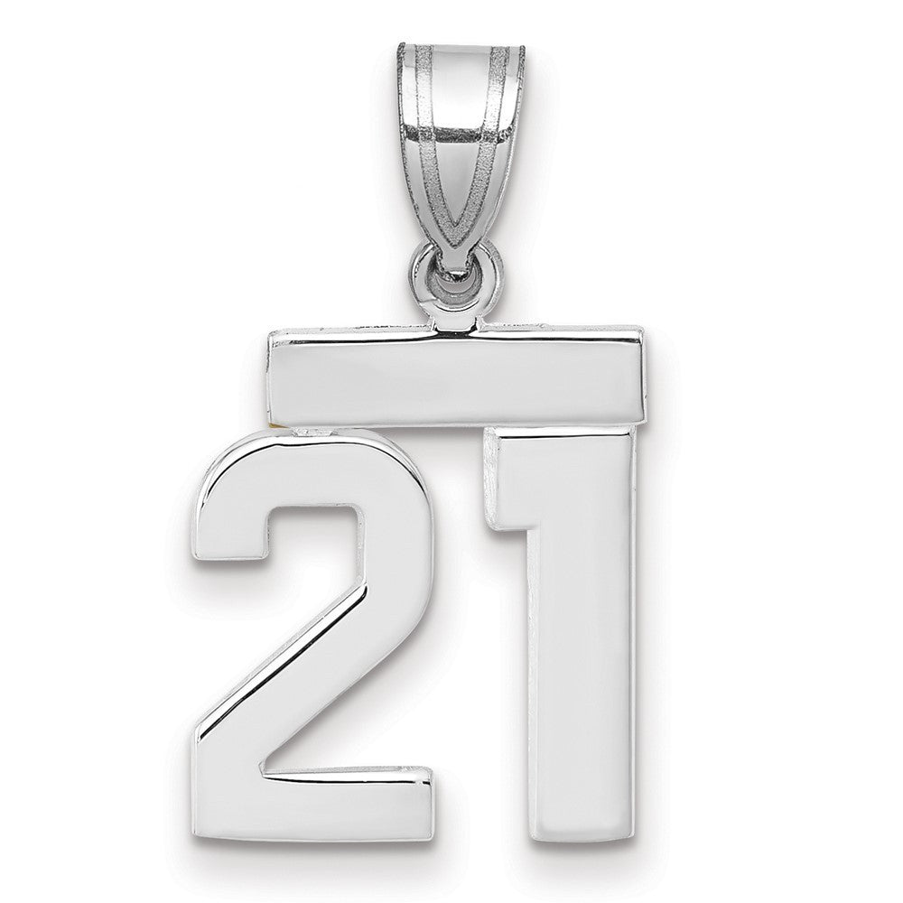 14k White Gold Small Polished Number 21 Charm Pendant