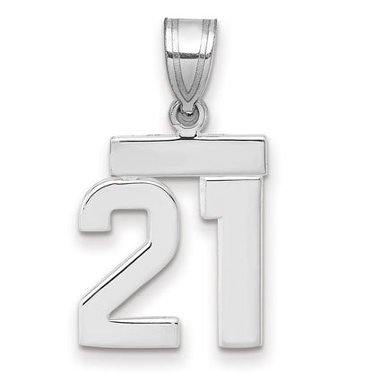 14k White Gold Small Polished Number 21 Charm Pendant