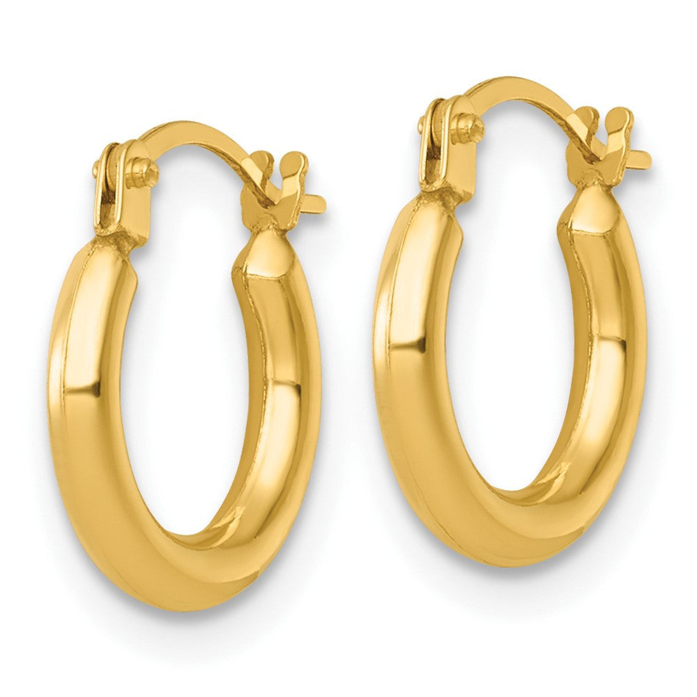 14k Yellow Gold Polished 2.00 x 12.00mm Round Tube Hoop Earrings
