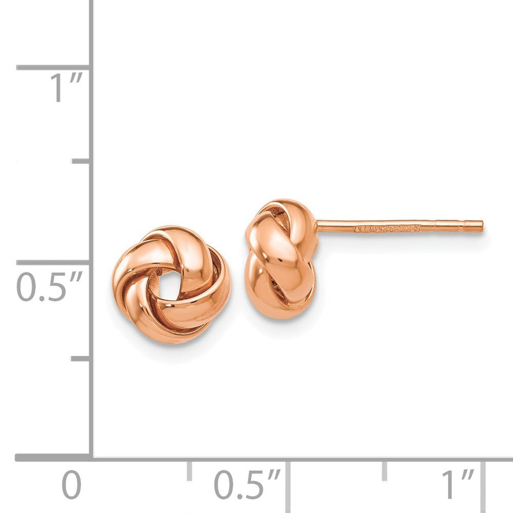 14k Rose Gold Polished Love Knot Stud Earrings