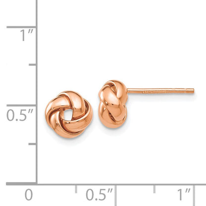 14k Rose Gold Polished Love Knot Stud Earrings