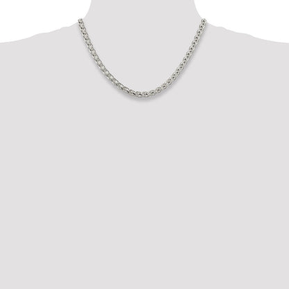 Sterling Silver 6mm Round Spiga Chain Necklace 18"