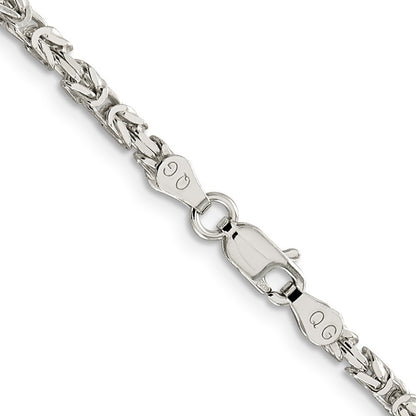 Sterling Silver 2.5mm Byzantine Chain Necklace 24"