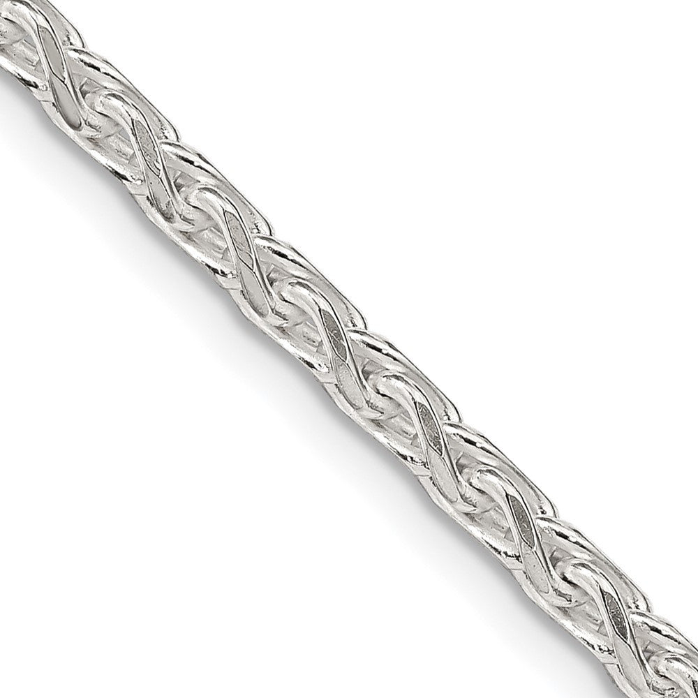 Sterling Silver 3.5mm Diamond-cut Round Spiga Chain Necklace 30"