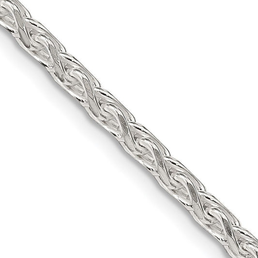 Sterling Silver 3.5mm Diamond-cut Round Spiga Chain Necklace 30"