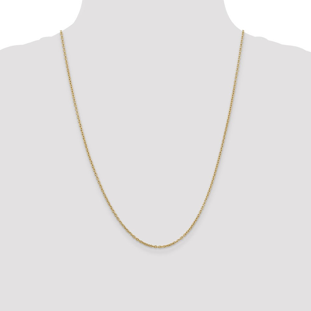14k Yellow Gold 2mm Round Open Link Cable Chain Necklace 24"