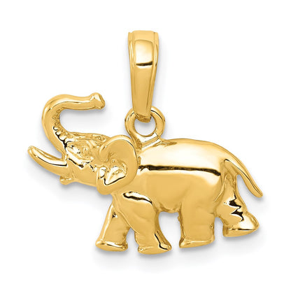 14k Yellow Gold Polished Elephant Charm Pendant