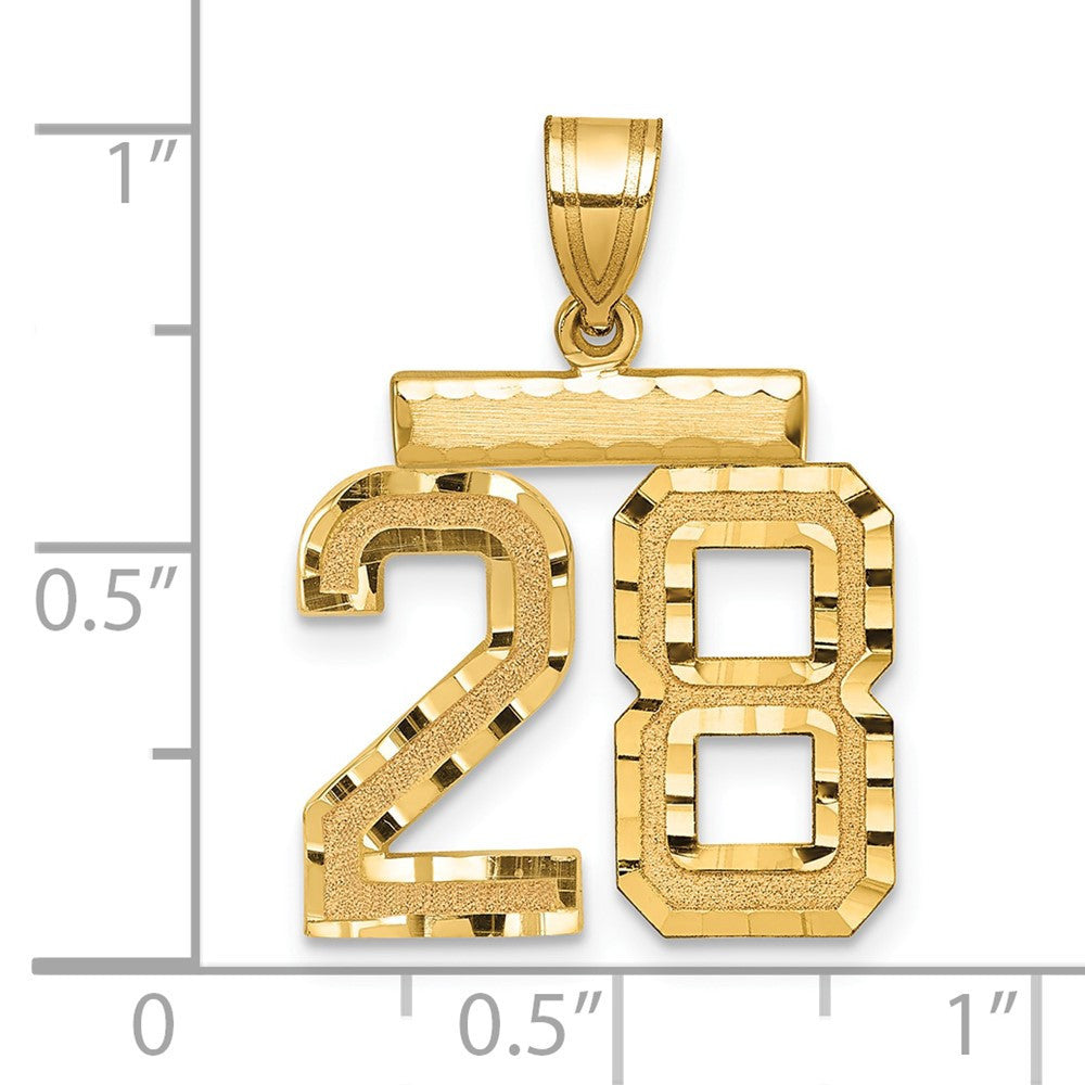 14k Yellow Gold Medium Diamond-cut Number 28 Charm Pendant