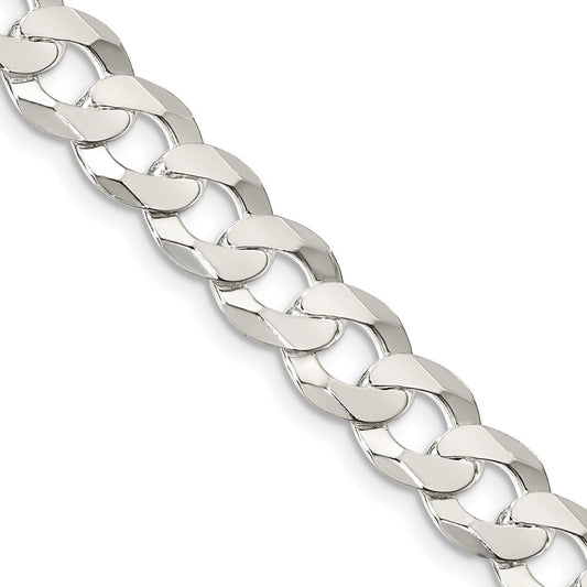 Sterling Silver 8.5mm Flat Curb Chain Necklace 30"