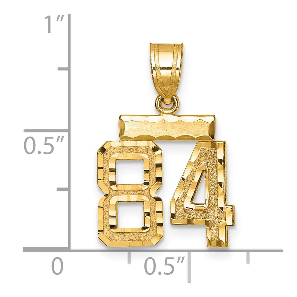 14k Yellow Gold Small Brushed Diamond-cut Number 84 Charm Pendant