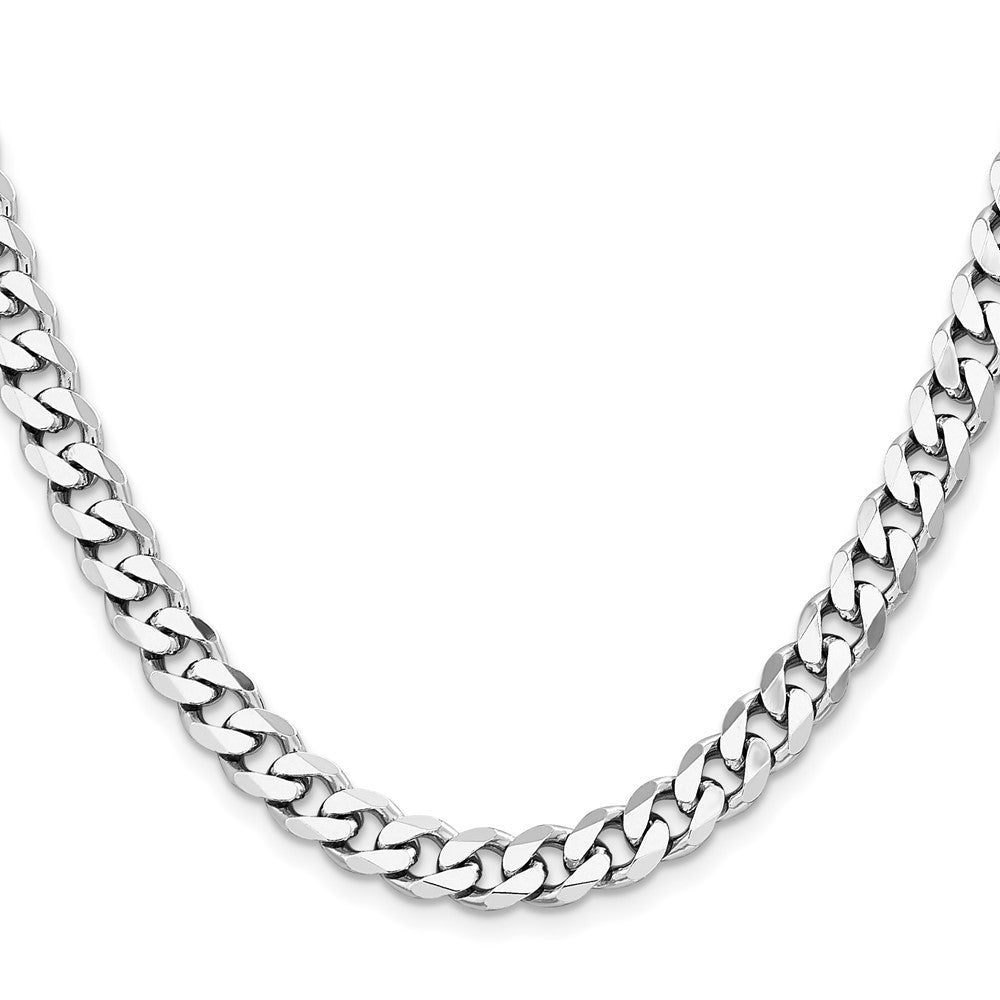 Sterling Silver Rhodium-plated 7.5mm Curb Chain Necklace 28"